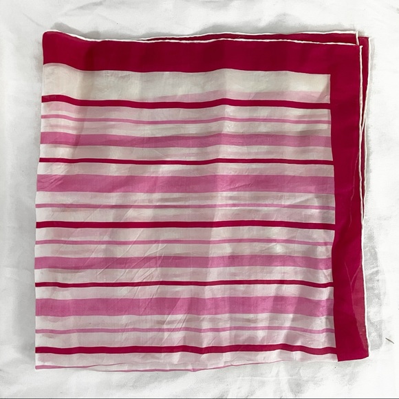 Striped pink silk square scarf - Picture 1 of 3